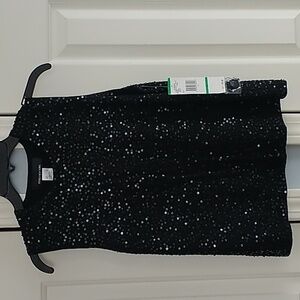Jones New York Black Sequins Stretch Top L